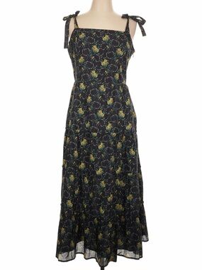 Paige Navy & Yellow Accent Floral Tie-Shoulder Maxi Dress